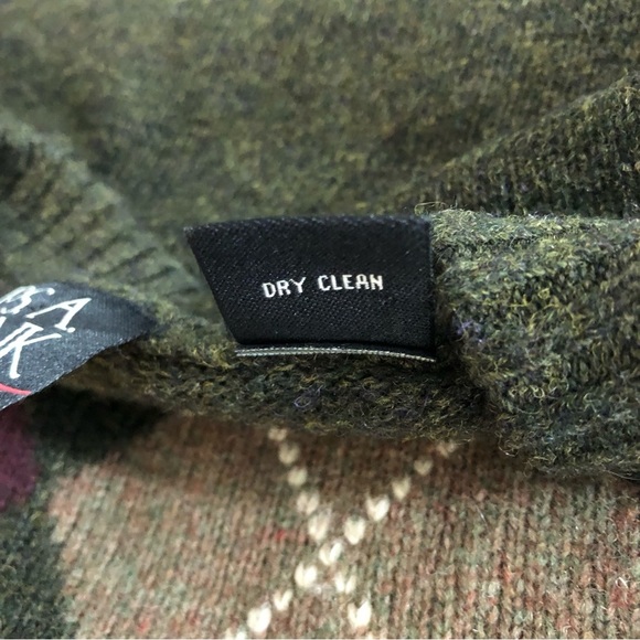 JOS A BANK Lambs Wool Mens Argyle SWEATER XL Forest Green Maroon Red Crew Neck - Picture 6 of 10